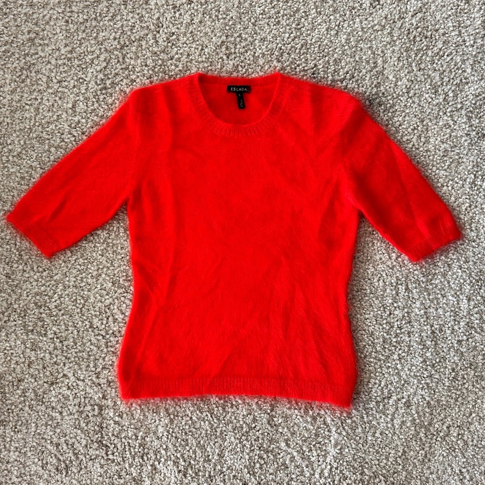 Escada Red angora sweater. Size small.